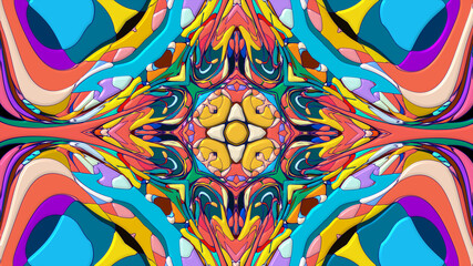 Colorful symmetrical abstract kaleidoscope background pattern for summer 