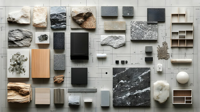 Flat Lay of Various Building Materials Illustration