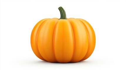 Vibrant orange pumpkin with a textured surface on a white isolated background. Perfect for playful themes and clay art. 