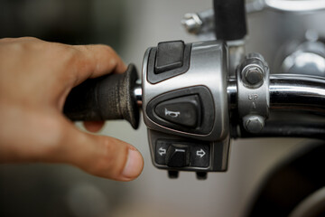 Close up of motorcycle handle bar switches
