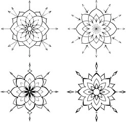 Mandala Line Illustration, Simple mandala design for coloring.
