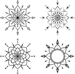 Obraz premium Mandala Line Illustration, Simple mandala design for coloring.