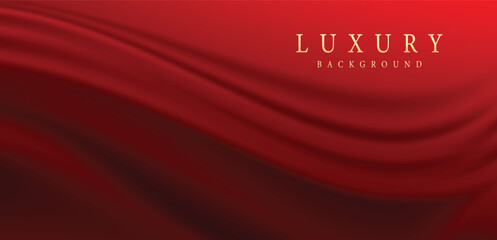 Red curtain vector illustration. Realistic 3d vintage luxury banner for awards ceremony, elegant frame invitation on royal curtain mantle background.