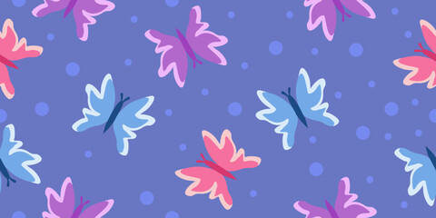 butterfly seamless pattern with flowers