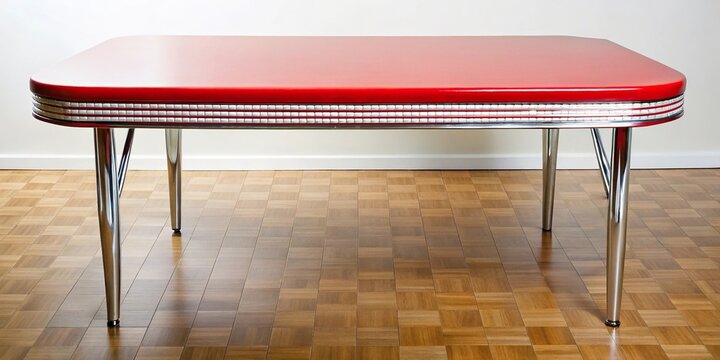 retro inspired Formica dining table, nostalgic, high angle