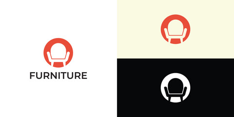 Furniture Logo. Interior Sofa Chair. Furnishing Interior Logo Design Template.
