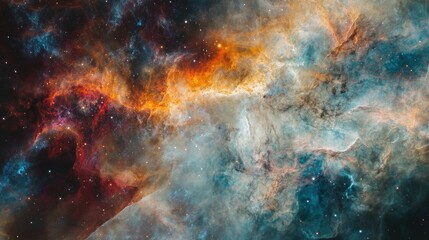 Fototapeta premium A mesmerizing cosmic background featuring an explosion of colors from nebulae and galaxies, creating a breathtaking view of the universe.