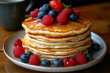 Delicious Stack of Pancakes on a Plate – Sweet and Fluffy Breakfast Delight