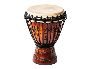 a brown drum with black strings