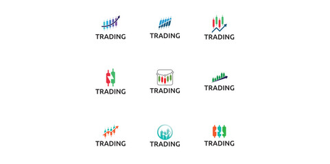 Trading candlestick logo icon template.