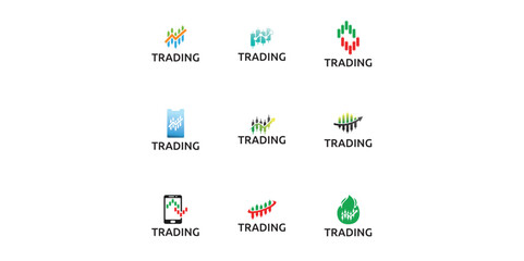 Trading candlestick logo icon template.