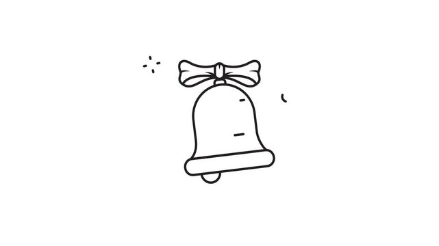christmas bell line art animation 2d video for celebration x mas , minimalist decoration icon animated footage motion graphic illustration design