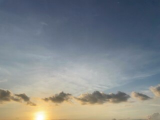 beautiful natural orange blue evening sky, natural background of clouds