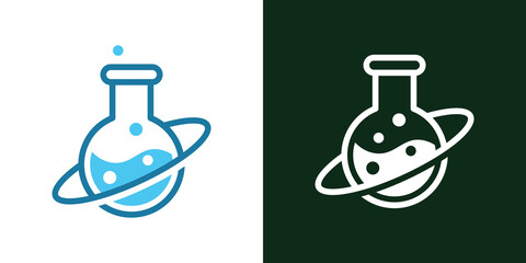 Laboratory beaker logo. Lab flask logo.