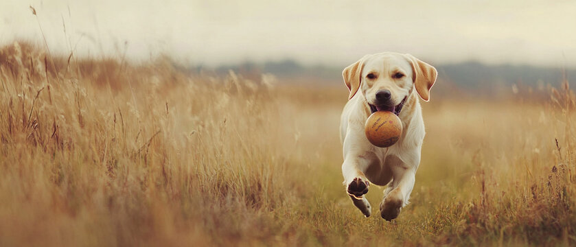Labrador Retriever Dog Playful And Energetic Running in the Park