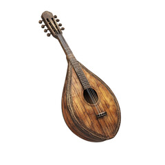 Traditional Wooden Mandolin on White Background