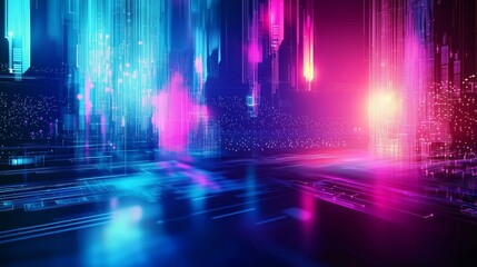 Vibrant Colorful Digital Light Display in Abstract Design