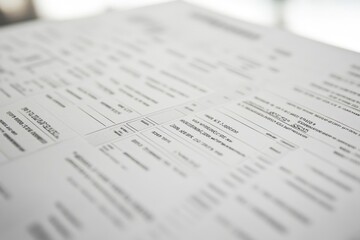 A collection of printed documents, likely forms or applications, arranged on a surface.