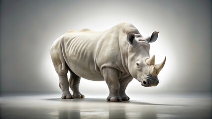 Obraz premium Rhinoceros standing in studio light on white background