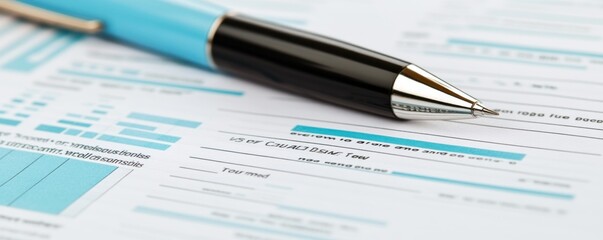 A close-up of a pen resting on filled-out forms, suggesting documentation or paperwork.