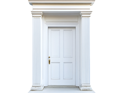 a white door with columns
