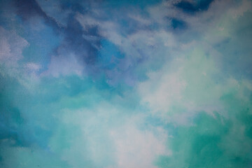 Abstract Brush Stroke Painting with Shades of Blue, Purple, and Green.