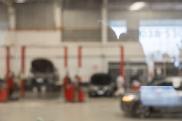 Fototapeta premium blured image of car service centre auto repair workshop