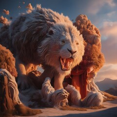 Naklejka premium My dream character lion AI.