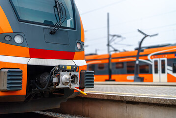 Estonian modern national rail transport at main station.