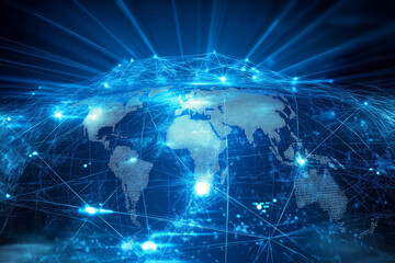 computational images in a giant concept matrix and map technology infographic. the world connected through the internet and data.