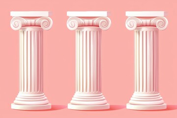 Obraz premium Row of ancient Greek columns in a simplified design, emphasizing the elegance and timelessness of classical structures with a minimalist approach