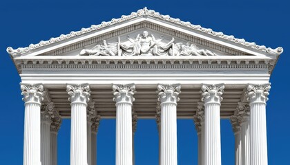 Simplified Greek temple design with rows of columns, highlighting the grandeur and geometric perfection of classical architecture in a modern visual