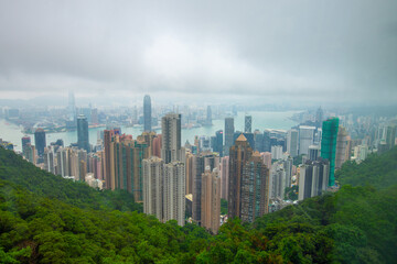 Fototapeta premium Skyline of Hong Kong at daytime from Victoria Peak