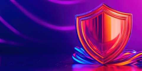 Fototapeta premium A stylized shield representing security against a vibrant, colorful backdrop.