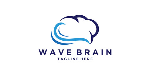 Obraz premium logo design waves and brain, ocean, intelligence, mental, psychology, smart, logo design symbol, icon, idea, creative.