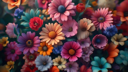 Fototapeta premium A close-up shot of a vibrant bouquet of colorful flowers.