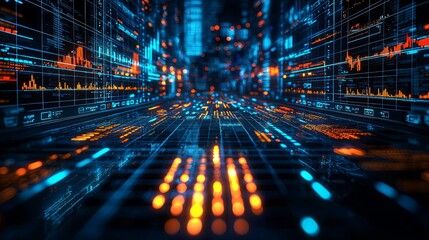 Obraz premium Virtual Project Dashboard in 3D Visualization