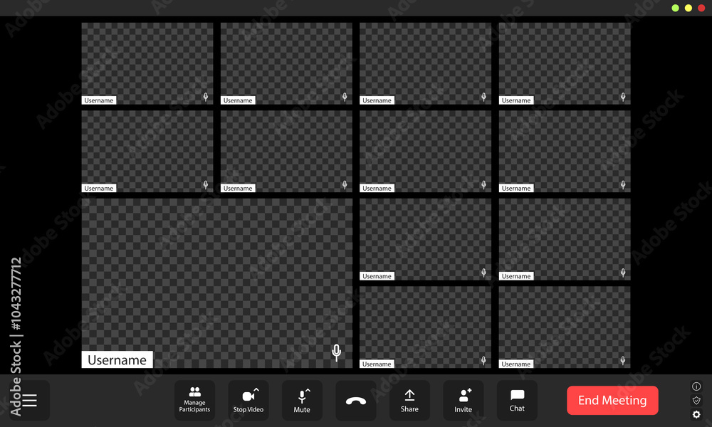 Wall mural a deserted virtual meeting interface showcasing empty video streams and participant placeholders