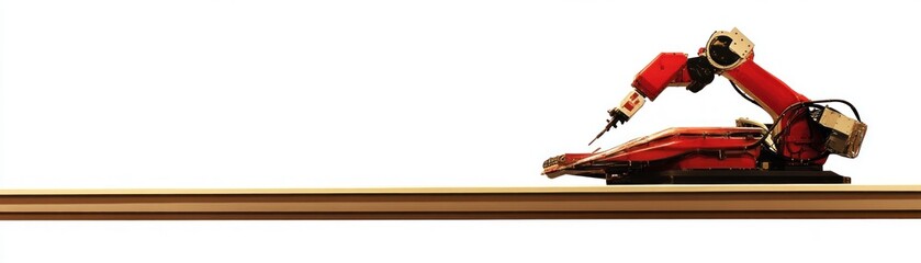 Naklejka premium A robotic arm positioned to perform precise tasks on a flat surface.