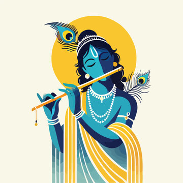 recommend clip art: Vector poster of Lord Krishna holding a flute