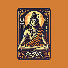 Fototapeta premium Vector illustration of Lord Shiva in a meditative pose