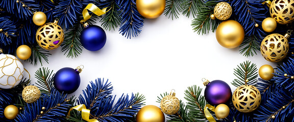 Christmas decoration on white background, lots of copy space