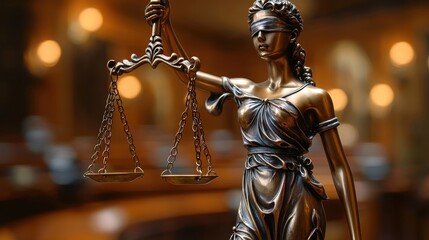 Bronze Lady Justice Statue with Balanced Scales