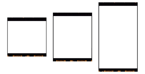 PNG photo frames for social media vintage photography film effect, in square, portrait and vertical...