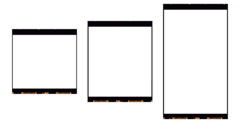 PNG photo frames for social media vintage photography film effect, in square, portrait and vertical story formats: 1080x1080, 1080x1350, 1080x1920