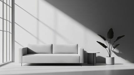 Minimalist Monochrome Home Setup with Natural Light