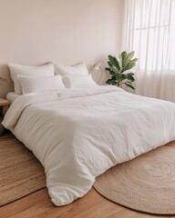 Minimalist Bedroom with Linen Bedding and Natural Light