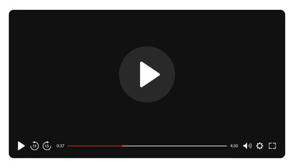 Multimedia video player template for online cinema, video live streaming, social media interface vector
