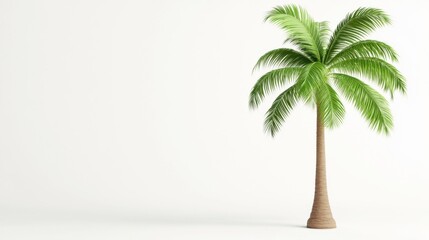 Obraz premium Lush green palm tree standing tall against a white isolated background. Playful and fun designs.