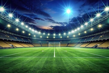 A lone figure stands poised, the stadium a silent shadow.